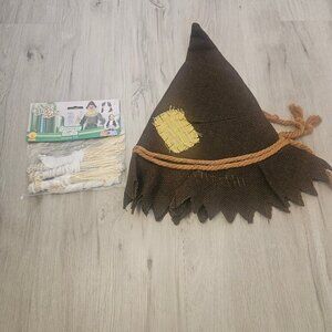 Adult Halloween Scarecrow Hat & Straw Set